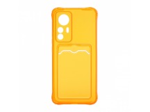 Чехол с кармашком для Xiaomi 12T прозрачный (009) оранжевый