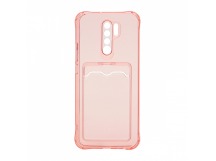 Чехол с кармашком для Xiaomi Redmi 9 прозрачный (006) розовый