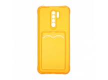 Чехол с кармашком для Xiaomi Redmi 9 прозрачный (009) оранжевый