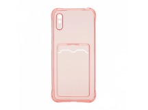 Чехол с кармашком для Xiaomi Redmi 9A прозрачный (006) розовый