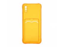 Чехол с кармашком для Xiaomi Redmi 9A прозрачный (009) оранжевый