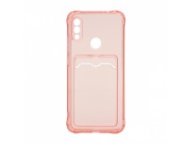 Чехол с кармашком для Xiaomi Redmi Note 7 прозрачный (006) розовый