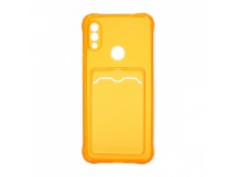 Чехол с кармашком для Xiaomi Redmi Note 7 прозрачный (009) оранжевый