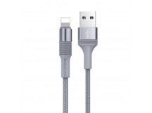 Кабель USB - Lightning Borofone BX21 (2.4A, оплетка ткань) Серый
