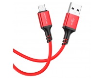 Кабель USB - MicroUSB Borofone BX83 (2.4A, силикон, термостойкий) Красный