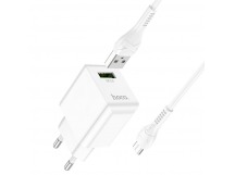 Сетевое зарядное устройство USB Hoco C98A (18W, QС3.0, кабель MicroUSB) Белый