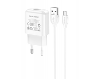 Адаптер Сетевой с кабелем Borofone BA64A USB 2,1A/5W (USB/Micro USB) (white) (213527)