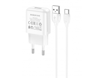 Адаптер Сетевой с кабелем Borofone BA64A USB 2,1A/5W (USB/Type-C) (white) (213529)