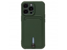 Чехол-накладка - SC304 с картхолдером для "Apple iPhone 14 Pro" (dark green) (214585)