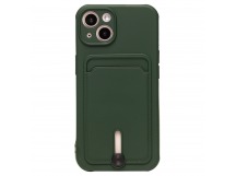 Чехол-накладка - SC304 с картхолдером для "Apple iPhone 14" (dark green) (214570)
