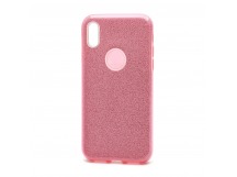 Чехол силикон-пластик iPhone XS Max Fashion с блестками розовый
