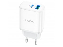 Адаптер Сетевой Hoco C105A PD QC3.0 USB/Type-C 20W (white) (214016)