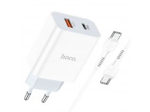 Адаптер Сетевой с кабелем Hoco C97A PD QC3.0 USB 3A/18W (Type-C/Type-C) (white) (207576)