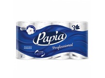 Туалетная бумага 3сл (8 рул) PAPIA Professional в рулоне на втулке 1/7уп