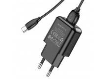 Адаптер Сетевой с кабелем Borofone BA64A USB 2,1A/5W (USB/Type-C) (black) (213528)