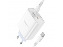 Адаптер сетевой Borofone BA73A QC3.0 USB/Type-C 35W + кабель Type-C/Type-C (white)