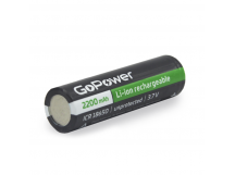 Аккумулятор 18650 Li-on 2200mAh, 3,7V без защиты с плоским контактом "GoPower"