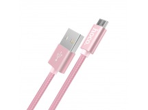 Кабель USB - Micro USB HOCO X2 "Knitted" (2.4А, 100см) розовый