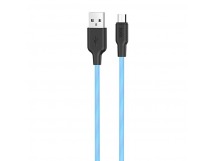 Кабель USB - Micro USB HOCO X21 "Plus Silicone" (2.4А, 100см) черно-синий