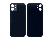 Задняя крышка для iPhone 12 Черный (стекло, широкий вырез под камеру, логотип)