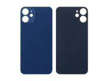 Задняя крышка для iPhone 12 mini Синий (стекло, широкий вырез под камеру, логотип)