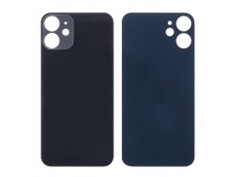 Задняя крышка для iPhone 12 mini Черный (стекло, широкий вырез под камеру, логотип)