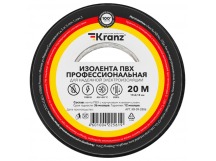 Изолента ПВХ профессиональная, 0,18х19 мм, 20 м, черная (10 шт/уп) "Kranz"