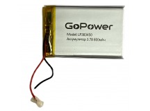Аккумулятор Li-Pol LP383450 PK1 3.7V 800mAh (толщ.3,8мм, шир.34мм, дл.50мм) "GoPower"