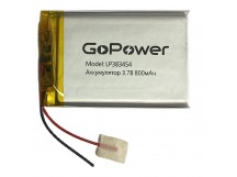Аккумулятор Li-Pol LP383454 PK1 3.7V 800mAh (толщ.3,8мм, шир.34мм, дл.54мм) "GoPower"
