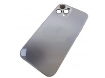 Чехол силикон-пластик iPhone 12 Pro Max стеклянные с логотипом и защитой камеры серый