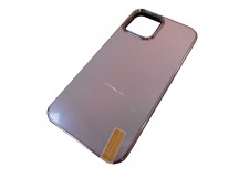 Чехол силикон-пластик iPhone 12/12 Pro матовый с логотипом розовый