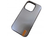Чехол силикон-пластик iPhone 14 матовый с логотипом светло-серый
