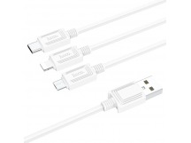 Кабель USB Multi 3в1 Lightning/micro USB/Type-C HOCO X74 (100 см, 2А) белый