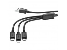 Кабель USB Multi 3в1 Lightning/micro USB/Type-C HOCO X74 (100 см, 2А) черный