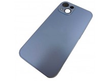 Чехол силикон-пластик iPhone 14 стеклянный матовый с логотипом голубой