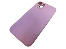 Чехол силикон-пластик iPhone 14 стеклянный матовый с логотипом розовый