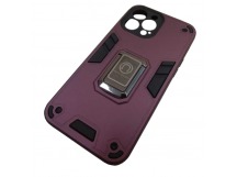 Чехол силикон-пластик iPhone 13 Pro Max противоударный с подставкой бордовый (02)