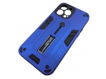 Чехол силикон-пластик iPhone 13 Pro Max противоударный с подставкой синий (01)