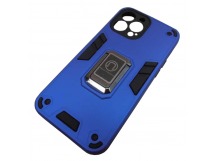 Чехол силикон-пластик iPhone 13 Pro Max противоударный с подставкой синий (02)