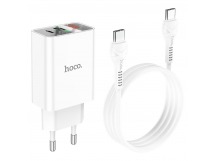 Адаптер Сетевой с кабелем Hoco C100A PD QC3.0 USB/Type-C 20W (Type-C/Type-C) (white) (215776)