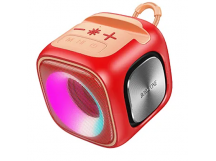 Портативная колонка Borofone BR29 (Bluetooth/FM/USB/TF/AUX/5Bт) светящаяся красная