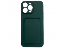 Чехол iPhone 14 Pro Max силикон Card Case с Карманом для карты Темно-Зеленый