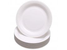 Тарелка бумажная десертная D235мм белая ламинир 1/100/800шт