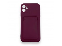 Чехол iPhone 11 силикон Card Case с Карманом для карты Бордовый