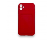Чехол iPhone 11 силикон Card Case с Карманом для карты Красный