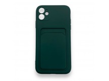 Чехол iPhone 11 силикон Card Case с Карманом для карты Темно-Зеленый