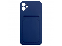 Чехол iPhone 11 силикон Card Case с Карманом для карты Темно-Синий