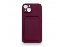Чехол iPhone 14 силикон Card Case с Карманом для карты Бордовый