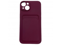 Чехол iPhone 14 силикон Card Case с Карманом для карты Бордовый