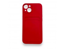 Чехол iPhone 14 силикон Card Case с Карманом для карты Красный
